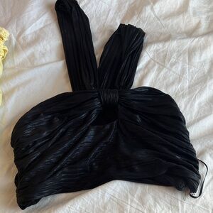 fab'rik Black Pleated Tank Top